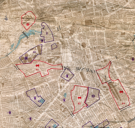 Detail of Luftwaffe target map of Bolton