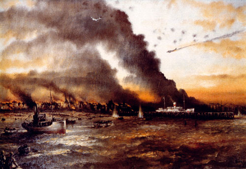 Ernest's painting of the evacuation of Dunkirk 1940