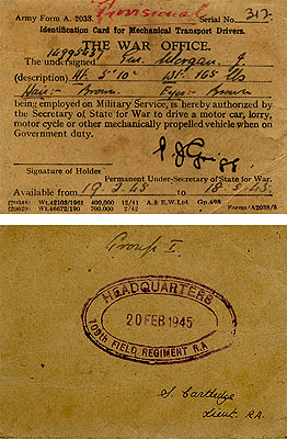 Jack's military driving indentification card