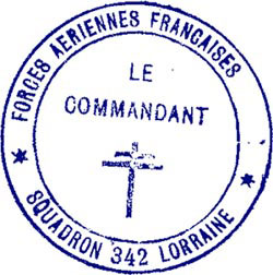Rubber stamp of commandant of 342 Squadron