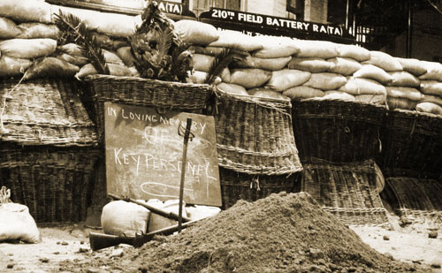 Sandbags at Silverwell Street Barracks 1939