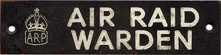 Air Raid Warden door sign 