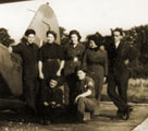 May (centre, standing) with airframe crew, Scotland